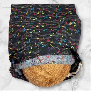 Music Note Style Reusable Linen Bread Bag Sourdough Bread Keeper Cotton Tote Bag